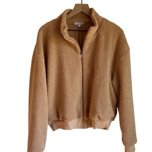 Beyond Yoga Brave The Elements Sherpa Bomber Jacket Butterscotch Sz L  Large